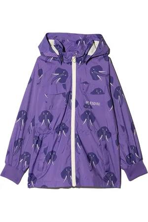 Mini Rodini Elephant-print hooded rain coat