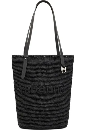 Paco rabanne Logo-embroidered raffia tote bag