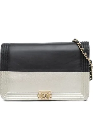 CHANEL 2015-2016 Bicolor Calfskin Boy Wallet On Chain crossbody bag