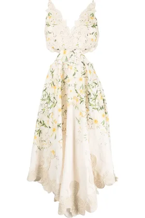 ZIMMERMANN Coaster Battenburg floral-print midi dress