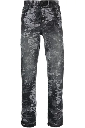Purple Brand Patterned-jacquard straight-leg jeans