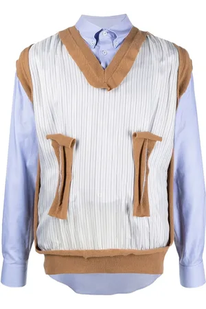Maison Margiela Spliced knit-detail shirt