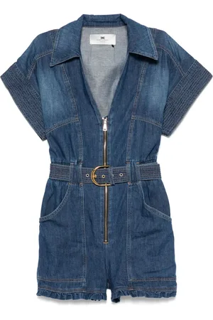 Elisabetta Franchi Belted denim romper