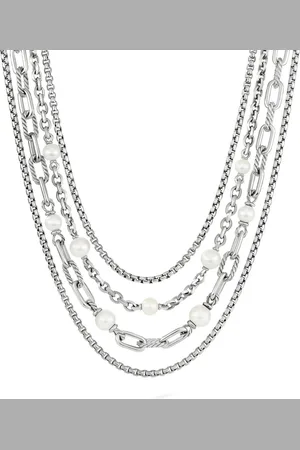 David Yurman Layered pearl chain necklace