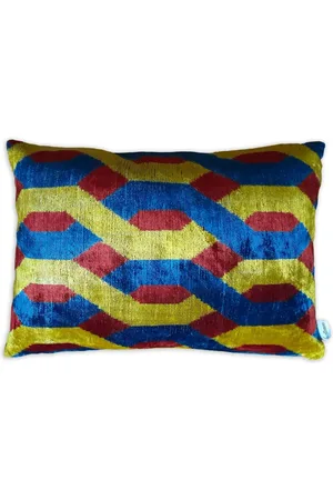 Les-Ottomans Geometric-print velvet cushion