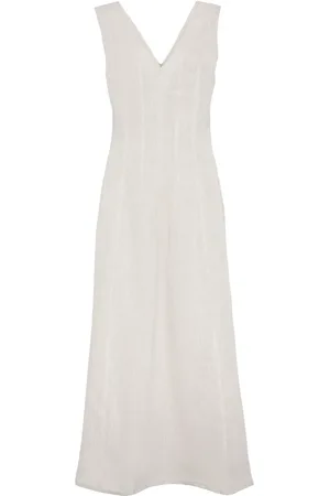 Brunello Cucinelli V-neck linen maxi dress