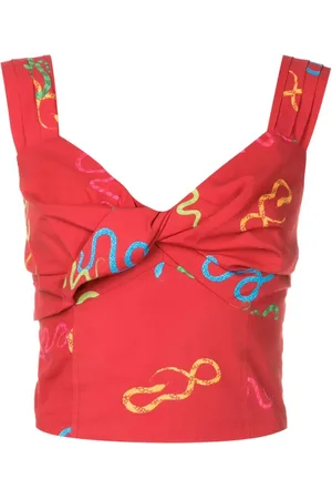 Isolda Retorcido motif-print crop top