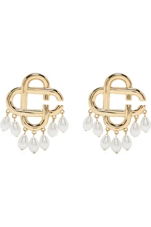 Casablanca Pearl-drop logo earrings
