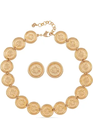 Dior 1980s pre-owned logo-medallion necklace and earring set