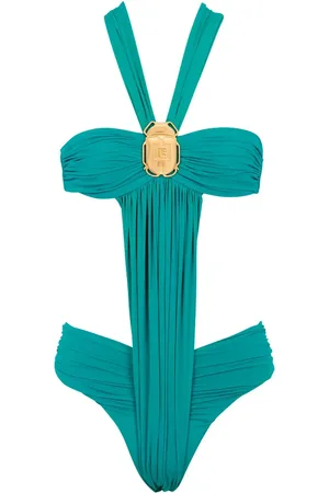 Balmain Draped beetle-detail swimsuit