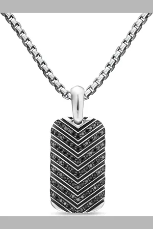 David Yurman Sterling chevron-tag diamond pendant
