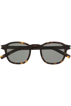Saint Laurent Tortoiseshell-effect round-frame sunglasses