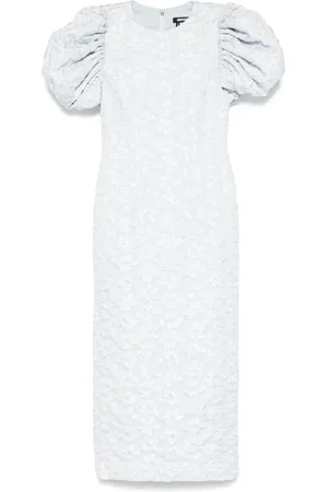 ROTATE Jacquard puffy midi dress