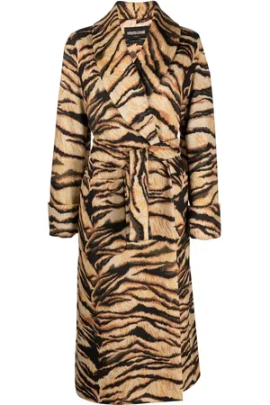 Roberto Cavalli Freedom-print belted coat