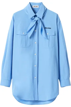 Miu Miu Scarf-detail poplin shirt