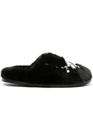 Simone Rocha Embellished faux-fur slippers