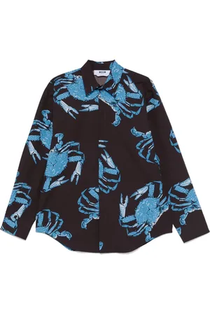 Msgm King Crab-print cotton shirt