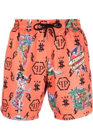 Philipp Plein Graphic monogram-print swim shorts