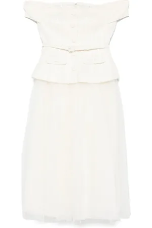 Self-Portrait Tulle-panel bouclé midi dress