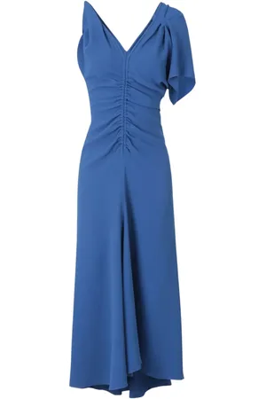Victoria Beckham Ruched-detail asymmetric midi dress
