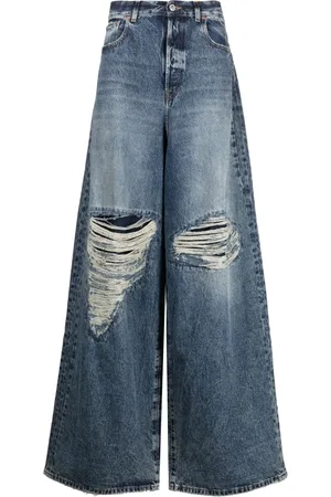 Vetements Distressed wide-leg jeans