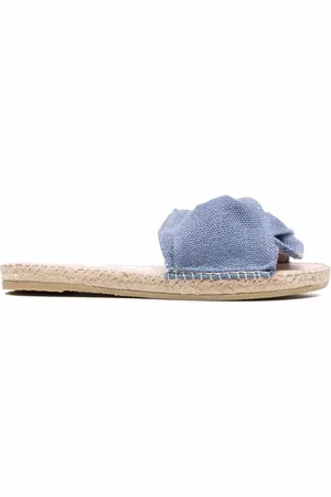 MANEBI Denim knotted flat slides