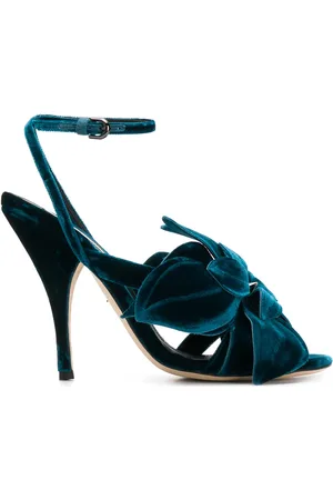 MARCO DE VINCENZO Flower appliqu?? velvet sandals