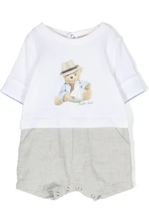 Lapin House Teddy bear-print cotton romper