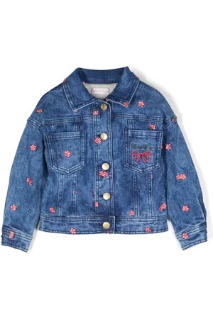 MONNALISA Floral-embroidery denim jacket