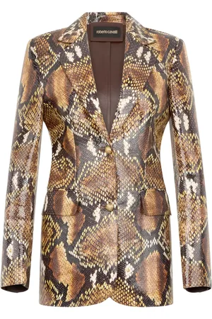 Roberto Cavalli Snakeskin-effect leather jacket