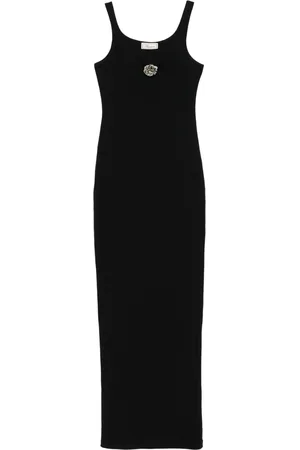 BLUMARINE Floral-brooch maxi dress