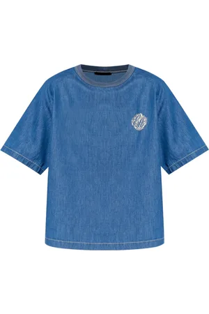 Emporio Armani Logo-embroidered denim T-shirt