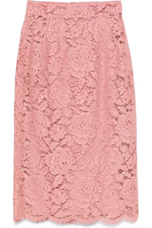 Dolce & Gabbana Logo-embroidered lace midi skirt
