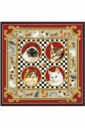 Dolce & Gabbana Cat graphic-print silk scarf