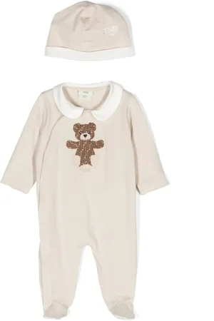 Fendi Teddy bear-embroidered babygrow set