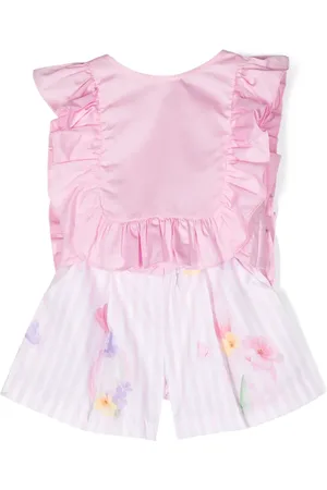Lapin House Floral-print ruffle-trim short set