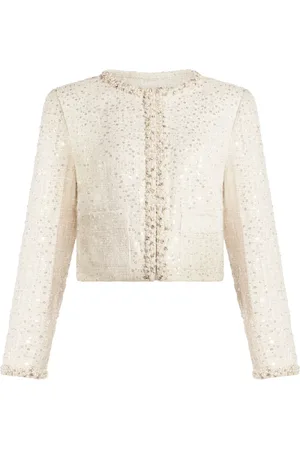 LOVESHACKFANCY Faux-pearl embellished jacket