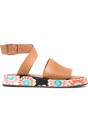 La DoubleJ Daisy-print chunky-sole sandals