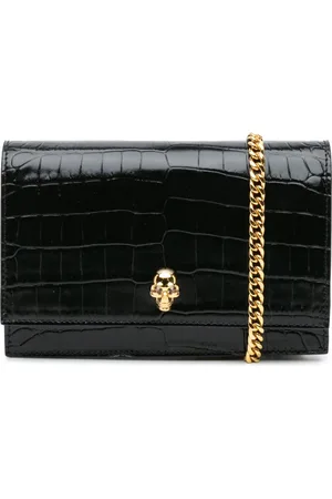 Alexander McQueen 2013-2024 Small Crocodile Embossed Calfskin Skull crossbody bag