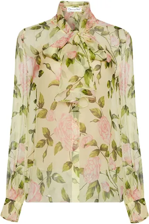 Oscar de la Renta English Rose silk chiffon blouse