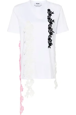Msgm Lace-appliqu?? cotton T-shirt