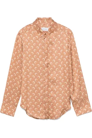 Marine Serre Moon-jacquard satin shirt