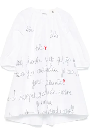 Simonetta Slogan-embroidered dress
