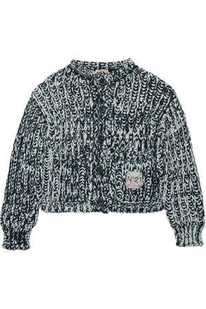 Nº21 Chunky-knit logo-appliqué cardigan