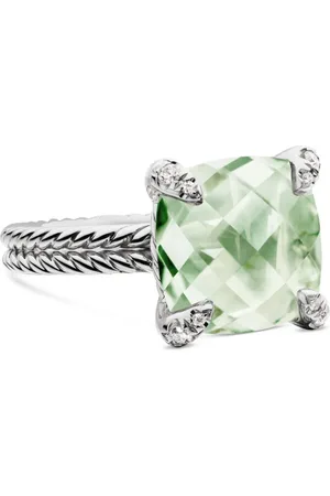 David Yurman Sterling silver Chatelaine prasiolite and diamond ring (11mm)