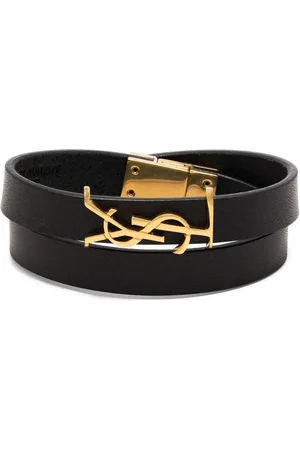 Saint Laurent YSL logo-plaque leather bracelet