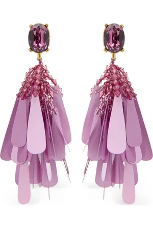 Oscar de la Renta Sequin Petal clip-on earrings