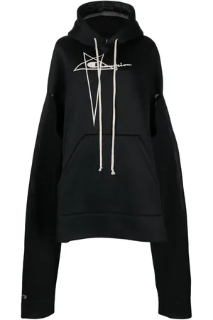 Rick Owens Logo-embroidered pocketed hoodie