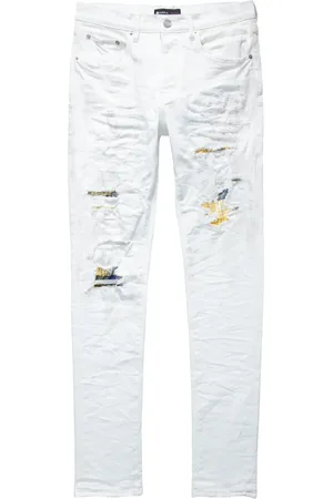Purple Brand Patch-repair low-rise jeans