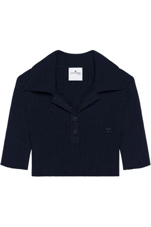 Courrèges Knitted cropped polo top